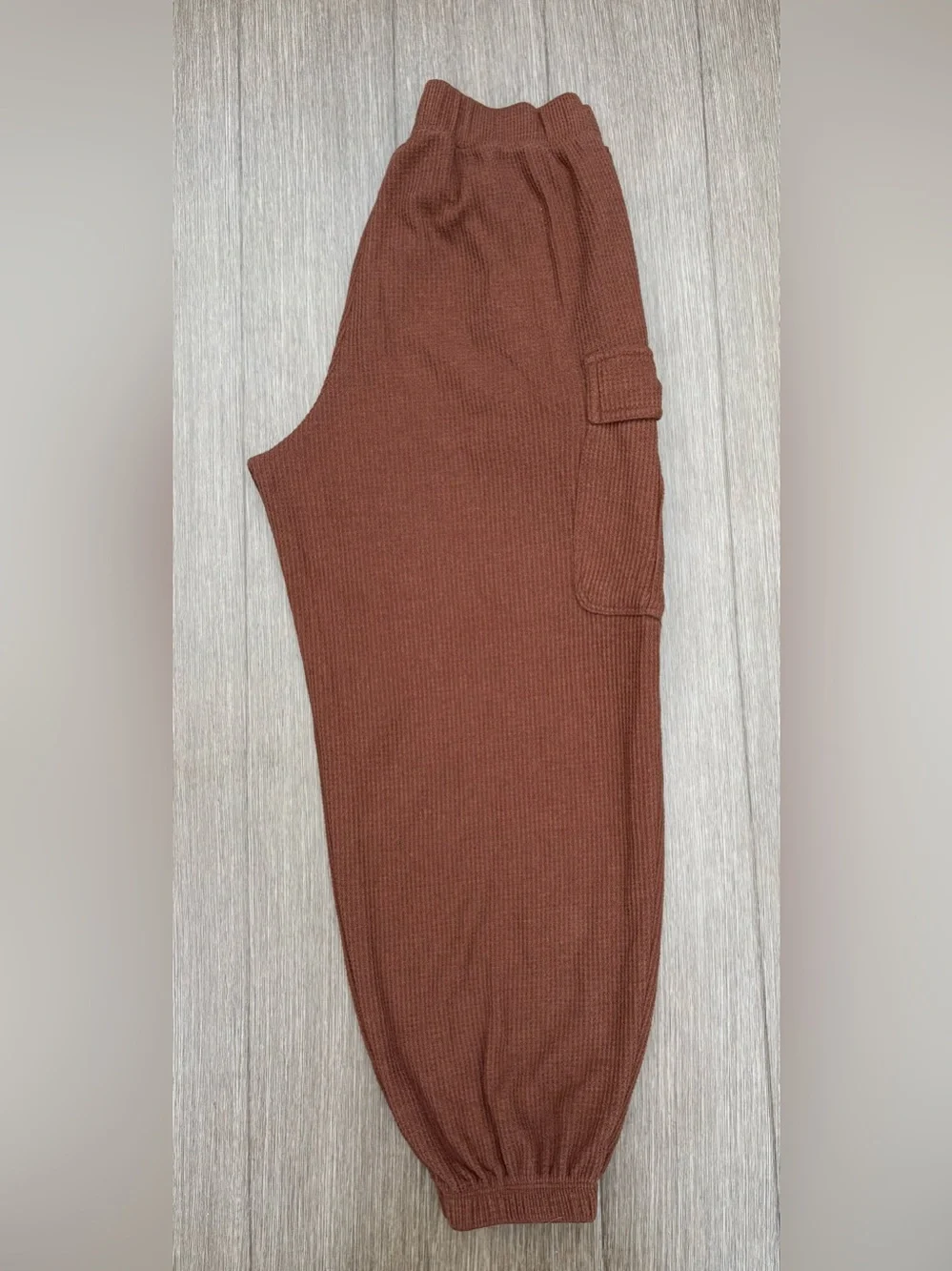 Aerie Traveler Lounge Waffle Cargo Joggers In Terracotta Rusty Brown Size S
